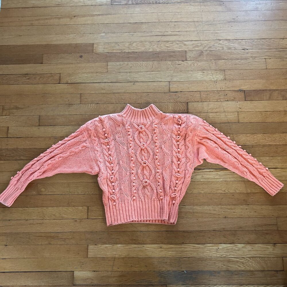 Marnie West Pullover Sweater Womens Size Large Vintage Cable Knit Orange - Picture 3 of 6